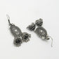 NVR Women's Silver-Plated Choke Oxidized Necklace with Jhumka Earrings - Swadesiicart