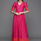 Ahalyaa Women's Pink Chanderi Gold Foil Print Dress | Swadesiicart
