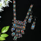 Mominos Fashion Johar Kamal Oxidised Silver-Plated Brass Finish Multi Kundan Afghani Long Necklace For Women | Swadesiicart
