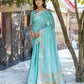 Vishnu Weaves Women's Sea-Green Pure Cotton Zari Woven Saree with Blouse - Swadesiicart