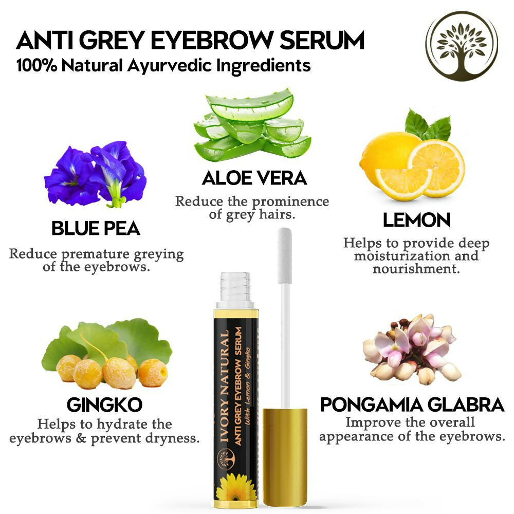 Ivory Natural Grey Eyebrow Serum - Rejuvenates, Nourishes, And Restores Natural Color Of Eyebrows | Swadesiicart