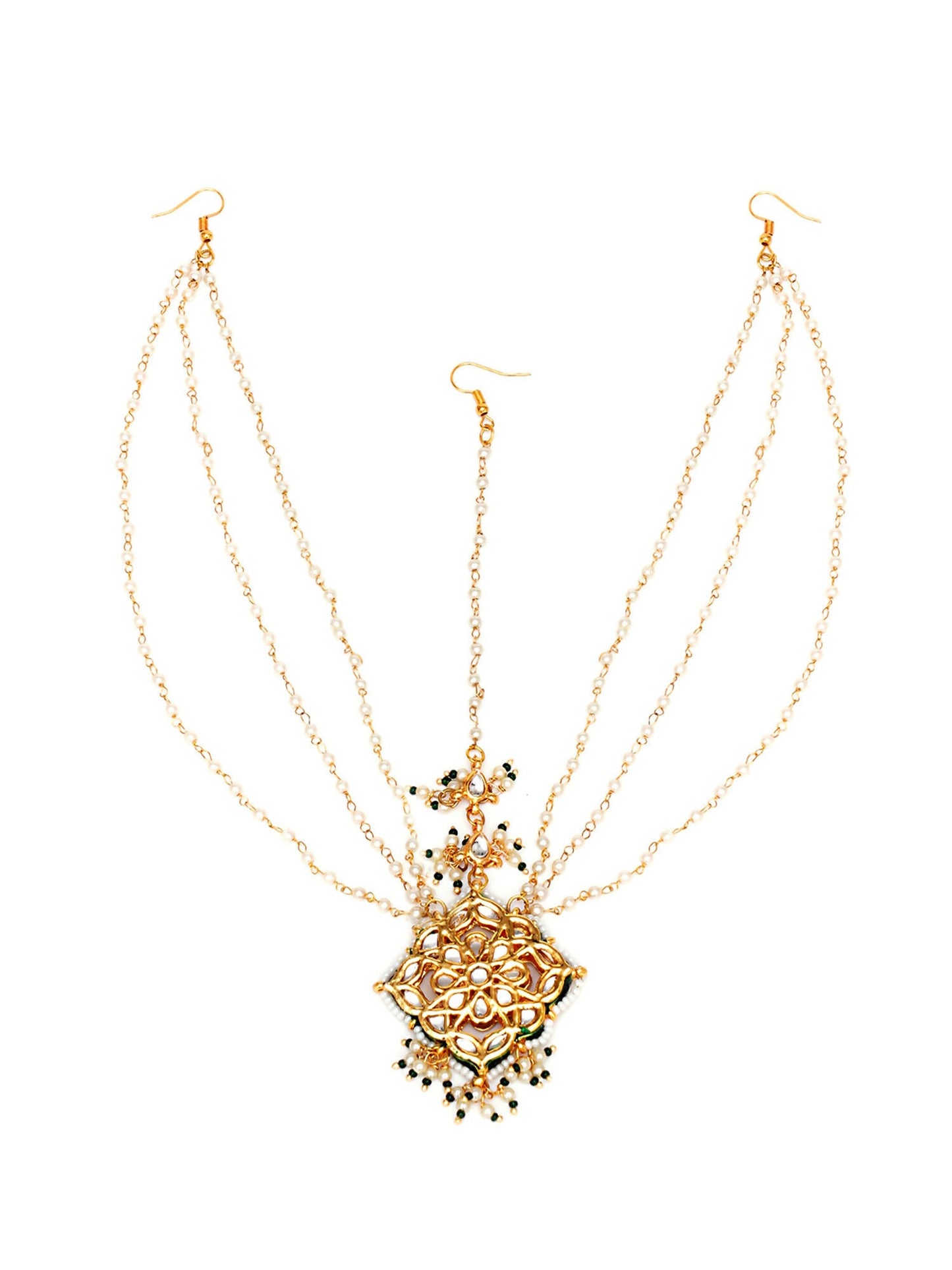 Layered Pearl Matha Patti (Gold) - Ruby Raang | Swadesiicart