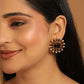 Nuyug 22K Gold Plated Faux Smoky Quartz & Crystal Studded Contemporary Floral Studs | Swadesiicart