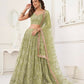 Aastha Fashion Pista Green Butterfly Net Tone To Tone Thread Work, Sequence Work And Original Mirror Work Embroidery Wedding Wear Lehenga Choli