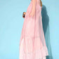 Ahalyaa Women Pink Colour Crepe Silver Foil Printed Kurta Sharara Set | Swadesiicart