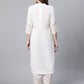 Ahalyaa Women Offwhite Pure Cotton Printed Kurta With Trousers | Swadesiicart