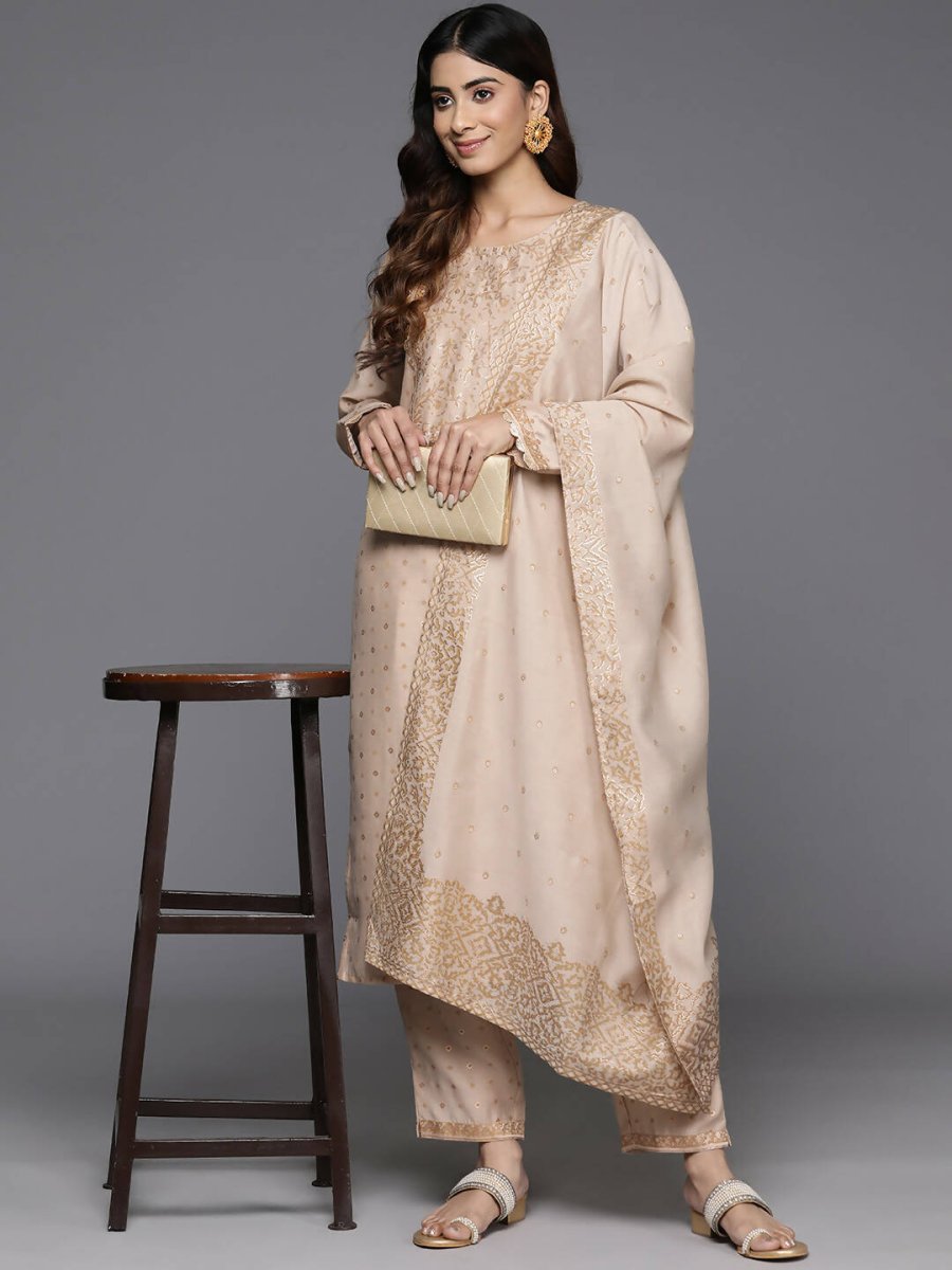 Ahalyaa Women's Traditional wear Kurta Set - Tan | Swadesiicart