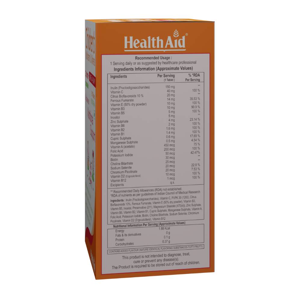 HealthAid Childrens MultiVitamin and Minerals Chewable Tablets | Swadesiicart