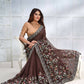 Brown Two Tone Georgette Silk Sequence Embroidered with Stone work Saree - Mohmanthan Majestica