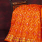 Orange All Over Printed Semi Chanderi Saree By Gayathri Reddy Designer Studio | Swadesiicart