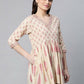 Ahalyaa Women Beautiful Beige Pure Cotton Printed Tunic | Swadesiicart