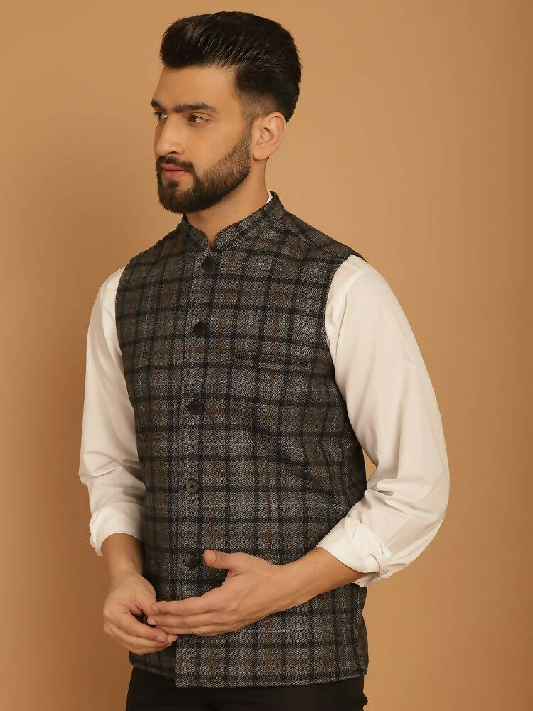Even Apparels Pure Wool Nehru Jacket - Grey | Swadesiicart