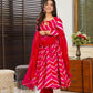 Aayaa Designer Printed Tebby Silk Suit - Multi Color