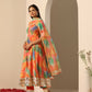 Pomcha Jaipur Orange Gul Rangbirangi Anarkali Set | Swadesiicart