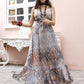 Blue Crepe Foil Printed Long Dress - Michan | Swadesiicart