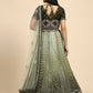 Green Fancy Net Sequence Embroidered Lehenga Choli with Dupatta - Dhara | Swadesiicart