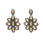 Dual Tone Kundan Flower Studs (silver) - Ruby Raang - Swadesiicart