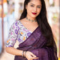 Purple Linen Sequence Saree with Unstitched Blouse - Hiral Fashion | Swadesiicart