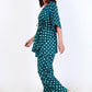 Breathables Green Polka Cotton Kaftan Co-Ord Set