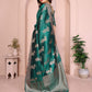Aastha Fashion Green Soft Organza Silk Weaving Saree