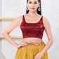 Joban Fashion Red Gajji Silk Sleeveless Back Open Blouse - Swadesiicart