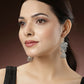 NVR Women's Set of 3 Silver-Toned German Silver Oxidised Dome Shaped Jhumka Earrings | Swadesiicart