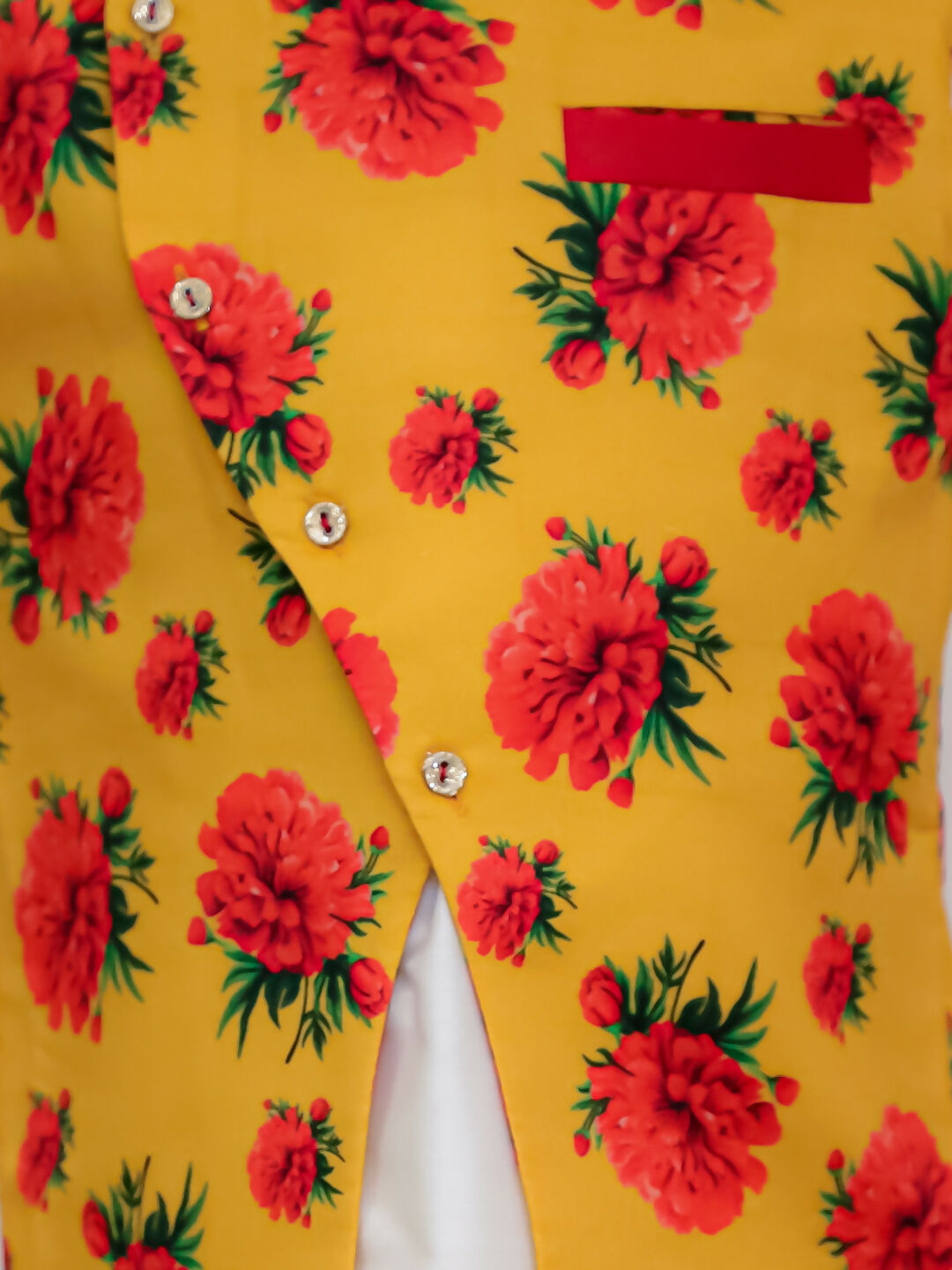 Lil Drama Genda Phool White Kurta and Dhoti with Mustard Jacket Set for Boys | Swadesiicart