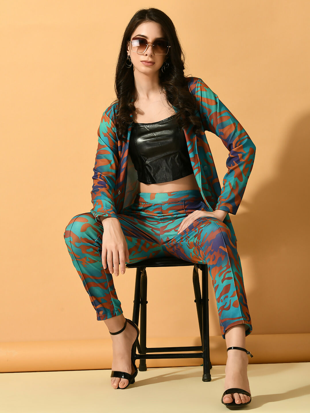 Myshka Women's Multi Printed Coat With Trousers - Swadesiicart