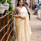 Cream Poly Silk Ethnic Motifs Saree with Unstitched Blouse - Hiral Fashion | Swadesiicart