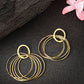 NVR Women Golden Linked Round Circle Attached Drop Earrings - Swadesiicart