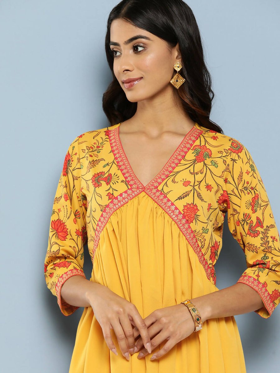 Ahalyaa Women's Traditional wear Ethnic Dress - Mustard | Swadesiicart