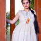 Aayaa Designer Multi Thread Hand Work Khadi Cotton One Piece Dress - Off White