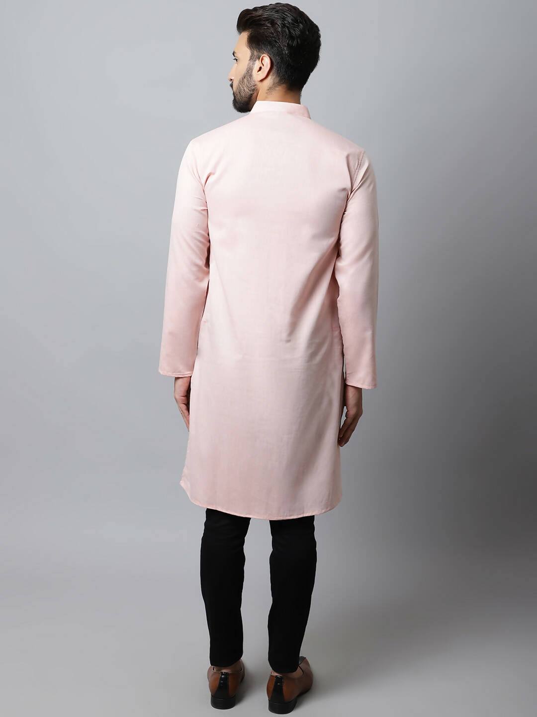 Even Apparels Pink Color Linen Pure Cotton Men's Kurta With Side Placket (SLD070) | Swadesiicart