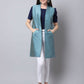 Even Apparels Blue Bansari Silk Open Front Women's Long Coat | Swadesiicart