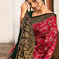 Joban Fashion Hot Pink Crepe Chiffon Pure Handloom Banarasi Silk Saree | Swadesiicart