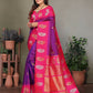 Joban Fashion Banarasi Purple Butti Soft Silk Saree | Swadesiicart