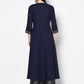 Aniyah Rayon Navy Blue Color Block Print Anarkali Palazzo Set (AN-210K)