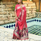 Vishnu Weaves Women's Rani Pink Cotton Silk Zari Woven Butta Work Saree with Blouse - Swadesiicart