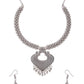 NVR Women Silver Toned Oxidised Jewellery Set - Swadesiicart