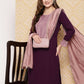 Ahalyaa Women's Traditional wear Kurta Set - Burgundy | Swadesiicart