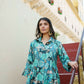 Vaasva Women Teal Muslin Tucks Kurta & Pant Set | Swadesiicart