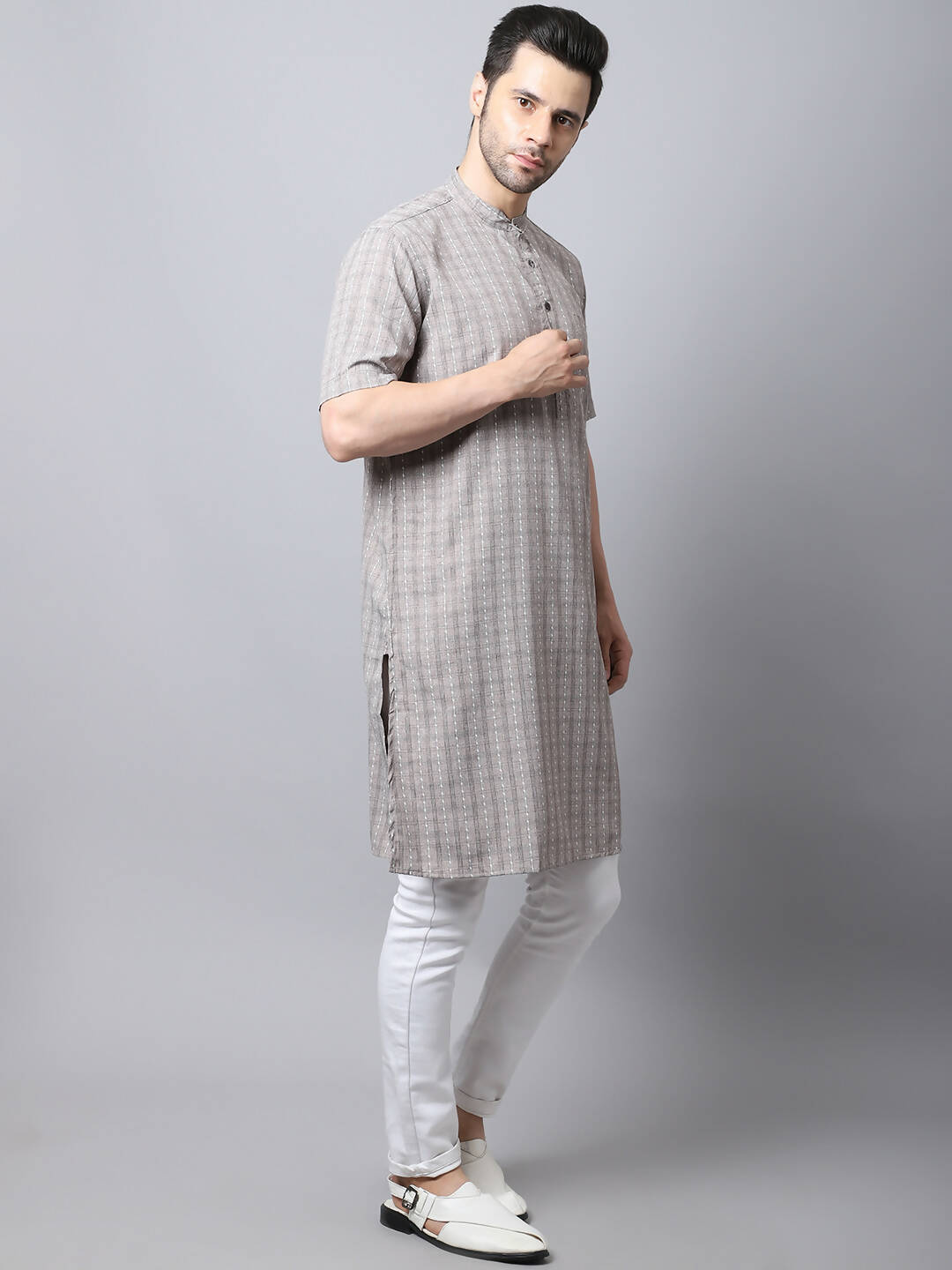 Even Apparels Yellow Pure Cotton Men's Kurta With Band Collar | Swadesiicart