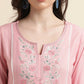 Pink Viscose Rayon Yoke Embroidered A-line Top - Tarini - Swadesiicart