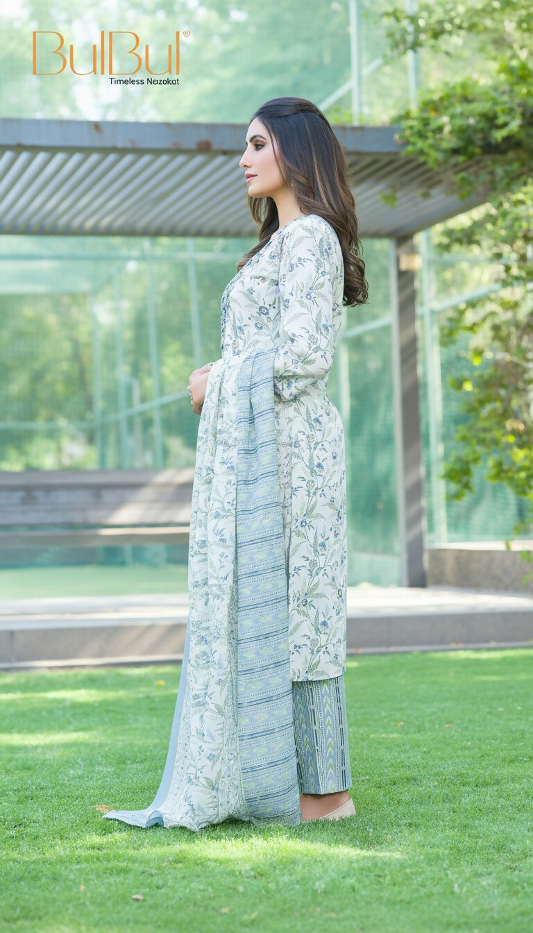 BulBul Fashionista Cotton Floral Blue Kurta Set with Dupatta - Swadesiicart