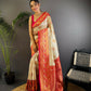 Joban Fashion Banarasi White Woven Soft Silk Saree | Swadesiicart