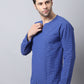 Even Apparels Blue Pure Cotton Round Neck Slit Men's Kurta | Swadesiicart