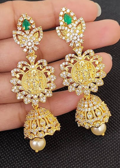 AD Emeralds Designer 4 in 1 Earrings | Swadesiicart