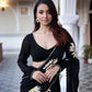 Exclusive Collection Black Party Wear Ruffle Georgette Saree - Swadesiicart