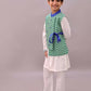 Lil Drama Shor-Gul White Kurta Pyjama with Green Jacket Set For Boys | Swadesiicart