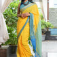 Very Much Indian Pure Cotton Handloom Saree With Intricate Borders - Yellow | Swadesiicart